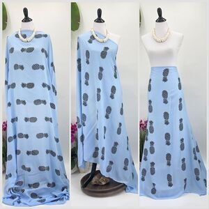 Blue/Black Pineapple Tropical Design MAXI SARONG Kīkepa Pareo Beach Wrap Skirt